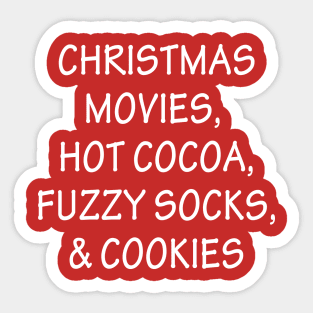 Christmas Movies Hot Cocoa Fuzzy Socks and Cookies Sticker